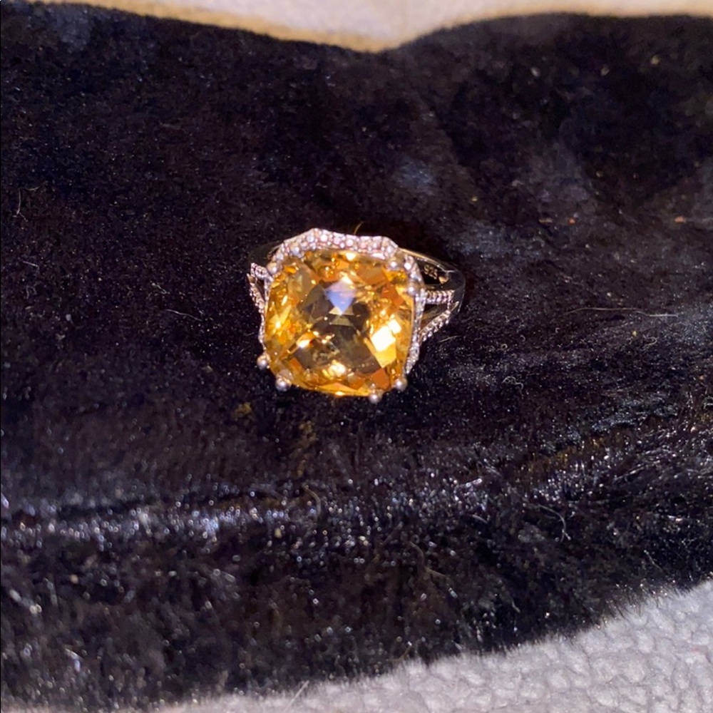 Citrine Cushion Cut Ring - image 2